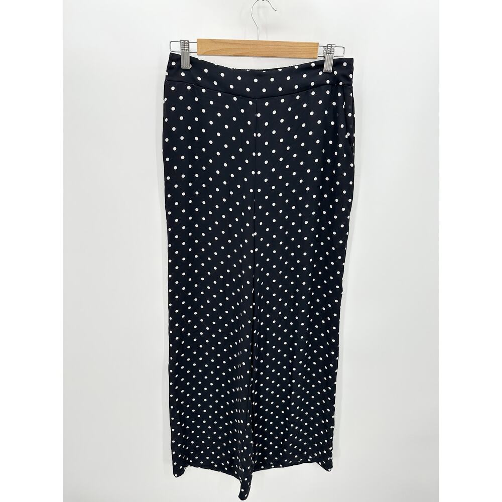 Victoria's‎ Secret Black White Polka Dot Sheer Polyester Wide Leg Pants Women M